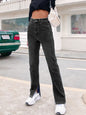 Side Slit High Waist Jeans with Pockets