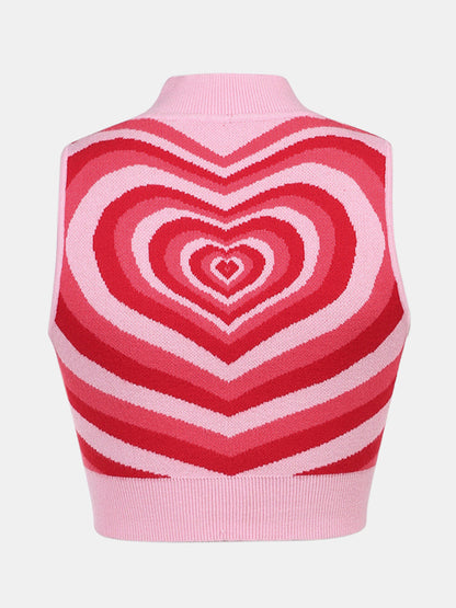 Heart Mock Neck Sweater Vest